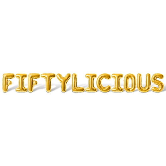 Letter Balloons - FIFTYLICIOUS 16" Inch Alphabet Letters Foil Mylar Balloon 50th Birthday Party Banner (Gold)