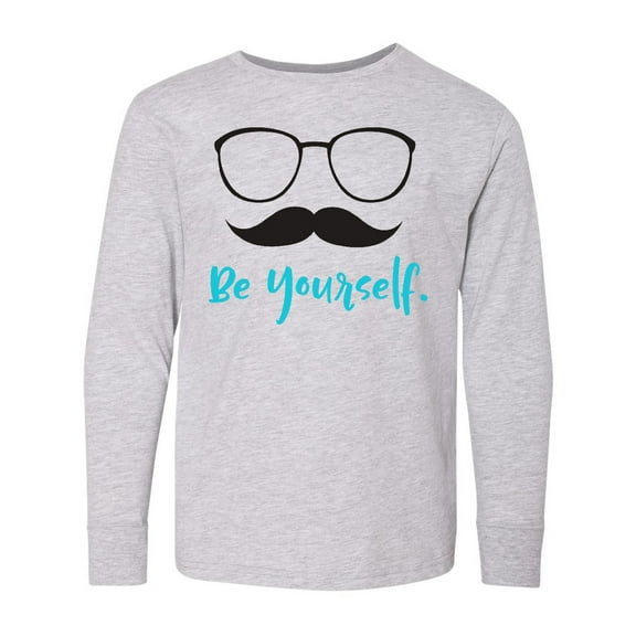 Inktastic Be Yourself, Glasses, Mustache, Moustache Long Sleeve Youth T-Shirt