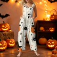 thumbnail image 2 of HAJWOH Halloween Women’s Sleeveless Loose Fit Jumpsuit With Halloween Print Wide Leg Overalls Casual Style(Beige,2XL), 2 of 6