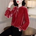 thumbnail image 2 of Timegard Plus Size Tops pour Femmes Volant Manches Longues Col Rond T-Shirt Confortable Automne Hiver Casual Tops, 2 of 3