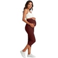 thumbnail image 3 of Capri Leggings for Pregnant Women Over Belly Soft Stretch Maternity Yoga Leggings with Pockets (S, Wine), 3 of 7