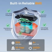 ECO-WORTHY Portable 12V Lithium Battery, 20Ah LiFePO4 Deep Cycle Rechargeable Battery, Built-in BMS, 4000+ Cycles,Perfect for Outdoor Camping Fishing RV Marine Trolling Motor Fishfinder