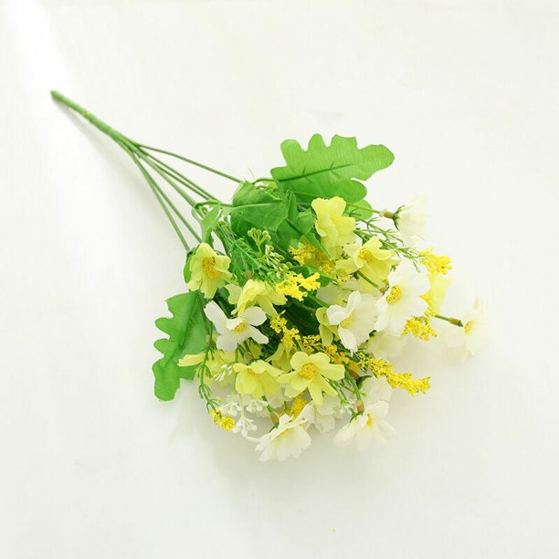 1 Uds flor artificial Margarita falsa monofilamento flor plástico arbusto planta interior exterior hogar cocina decoración jardín verde arbusto flor Artificial blanco verde JAMW Sencillez