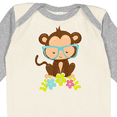 thumbnail image 4 of Inktastic Cute Monkey With Eyeglasses, Colorful Flowers Boys or Girls Long Sleeve Baby Bodysuit, 4 of 5