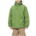thumbnail image 3 of Bmawag Mens Outdoor Jacket with Hoodies Waterproof Windproof Fleece Lined Big and Tall Men's Solid Color Raincoats Windbreakers with Pockets for Sport Outdoor Hiking Gift for Men Green 3XL, 3 of 8