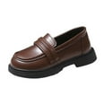 thumbnail image 2 of JUSLIO Shoes for Girls British Style Flat Soft Sole Loafers Slip on (Toddler/Little Kid/Big Kid) Leather Shoes 34 Brown, 2 of 6