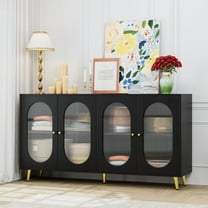 Aukfa Accent Storage Cabinet with Adjustable Shelves,Buffet Cabinet for Kitchen Living Room Hallway,Black