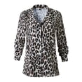 thumbnail image 3 of DYMADE Women Long Sleeve Lapel V Neck Button Down Leopard Tops Shirt Blouse, 3 of 5