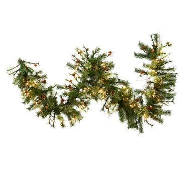 Vickerman 9' Mixed Country Pine Artificial Christmas Garland, Warm White Dura-lit LED Lights