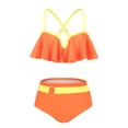 thumbnail image 1 of SUNSIOM Mommy and Me Swimsuit, Contrast Color Leaves Print Ruffled Bra with Briefs Family Matching Swimsuit 2-piece Summer Bikini Set, 1 of 6