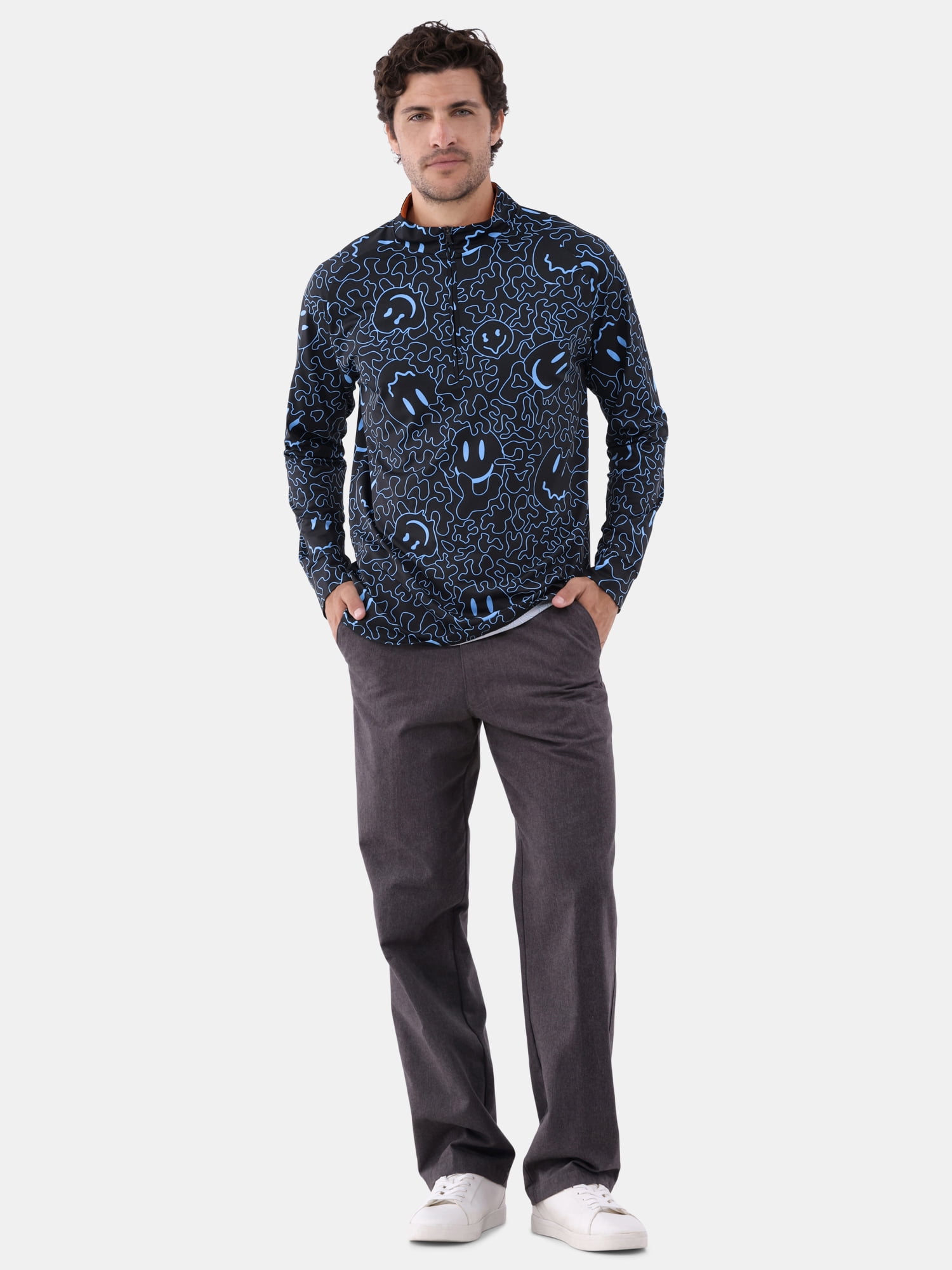 Birdie Bound Men's & Big Men's Quarter Zip Long Sleeve Golf Shirt, Sizes XS-5XL