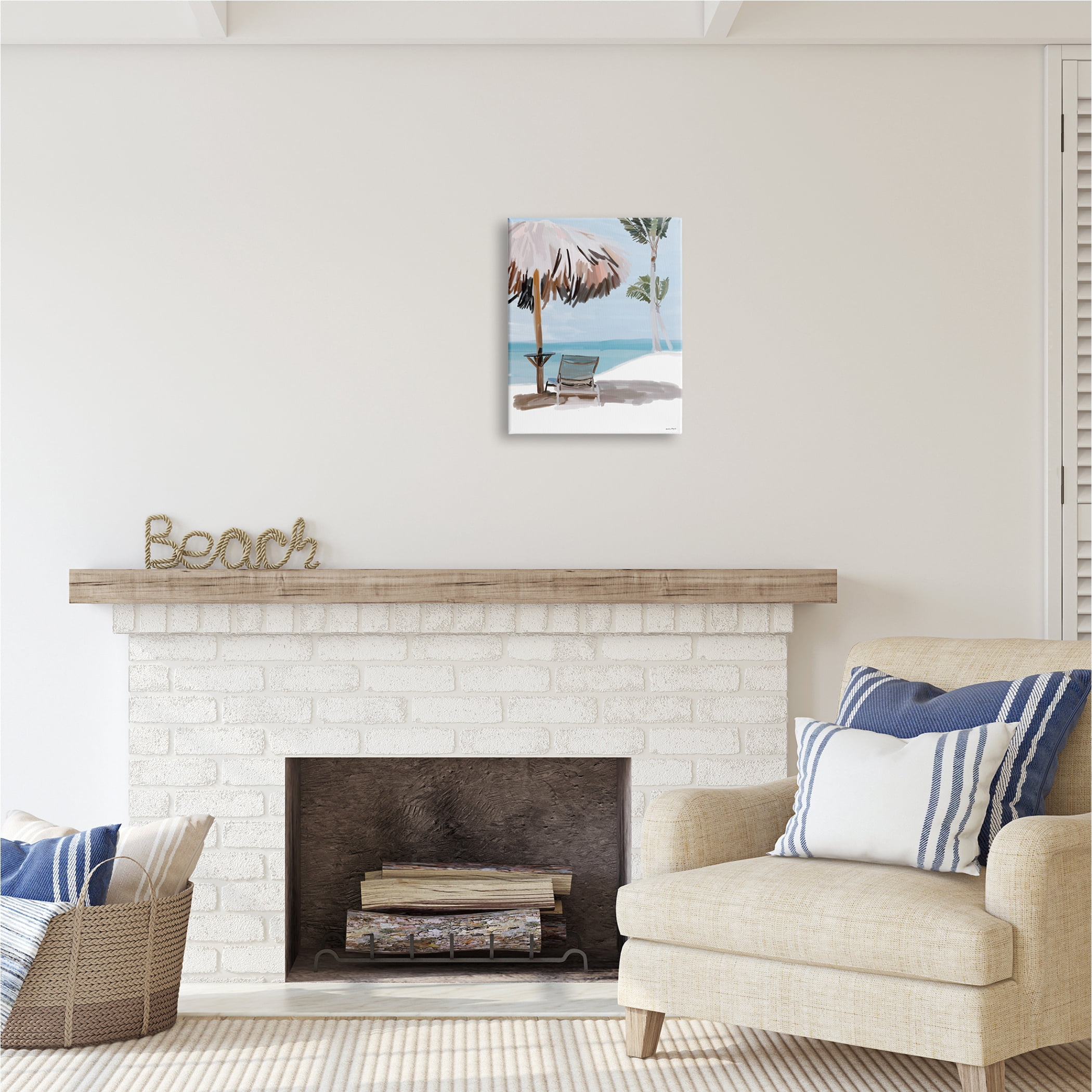 Stupell Industries Tropical Beach Hut Scenery Nature Painting Gallery Wrapped Canvas Print Wall Art, 16 x 20