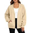 thumbnail image 4 of JJHGVB Women's Sweatshirt V Neck Button Down Lightweight Jackets Casual Jacket No Hood Open Front Sweatshirt Long Sleeve Oversized Sweatshirts Button Up Womens Sweatshirt Light Yellow L, 4 of 8