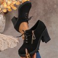 thumbnail image 4 of Pandaie Women's Platform Ankle Booties Chunky Heel Lace up Pumps Oxford Vintage Office Business Dress Shoes with Side Zipper Black 6.5, 4 of 8
