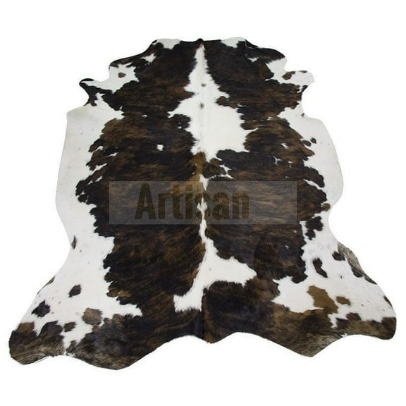 Tricolor Brindle Cowhide Rug /Size 6'X5' Ft) Premium Tricolor Cowskin Rug