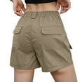 thumbnail image 5 of Mohiass Women's Bermuda Cargo Shorts Above The Knee Length Elastic Waist Summer Casual Trendy Solid Shorts with 6 Pockets Light Brown XL, 5 of 5