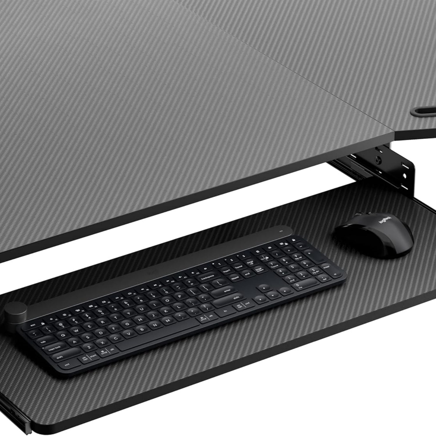 Adjustable Keyboard Tray Under Desk, 28x11 Inch Large Slide Out Keyboard & Mouse Platform Tray, Wooden Pull Out Computer Keyboard Drawer for Typing Home Office Desk, Black