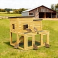 thumbnail image 3 of Outdoor 2-Tier 2-Room Quail Hutch with Brooder Box & Activity Area, Openable Asphalt Roof, Black with White, 3 of 8