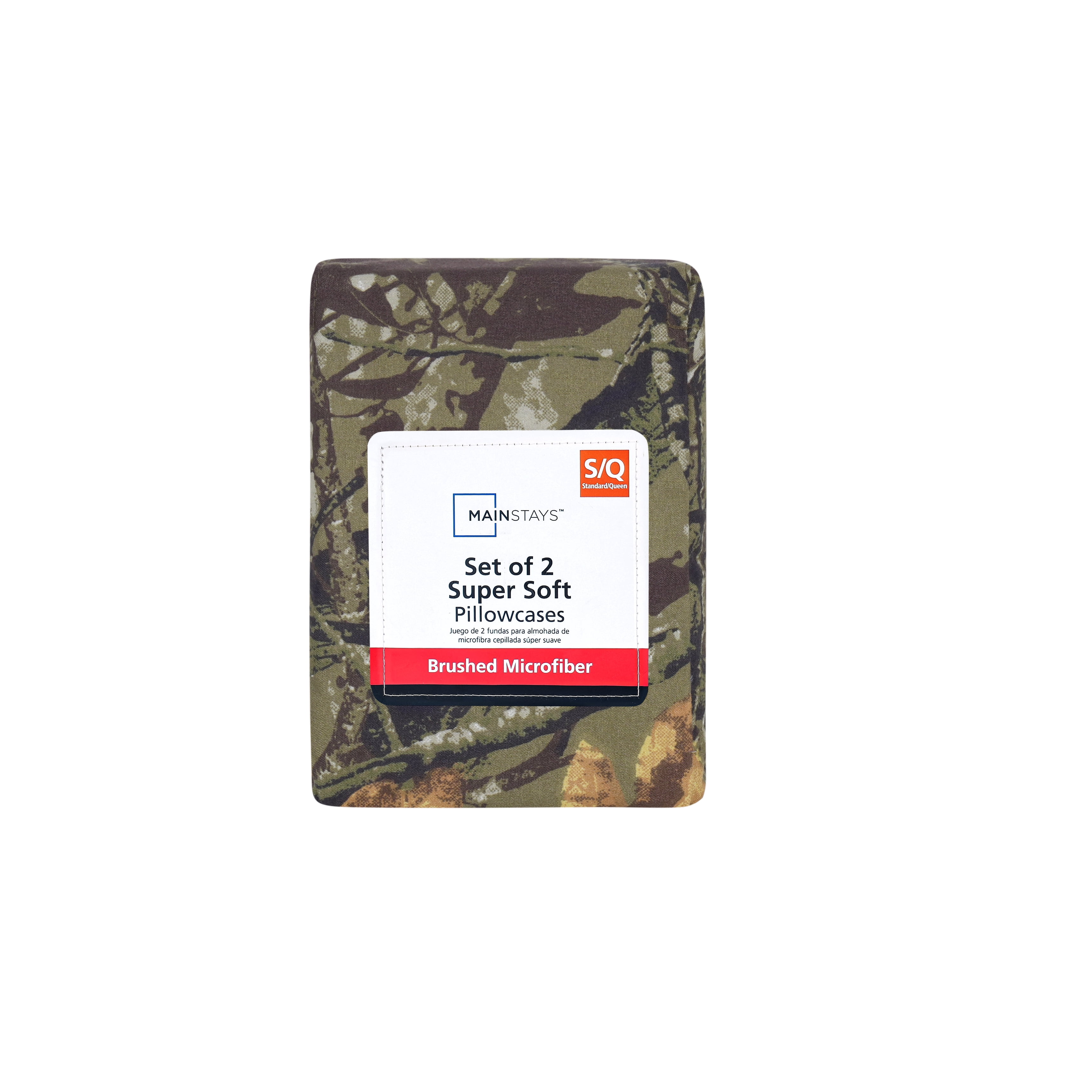 Mainstays Super Soft Brushed Microfiber Pillowcase Set, Camo, Standard/Queen, 2 Piece