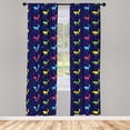 thumbnail image 2 of Ambesonne Polka Dot 4-Panel Curtains, Cat and Dot Silhouettes, 56"x84", Navy Blue Dark Coral, 2 of 4