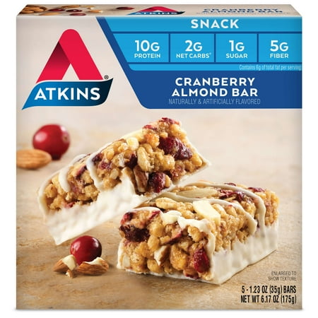 Atkins Cranberry Almond Bars, 1.2oz, 5-pack (Snack)