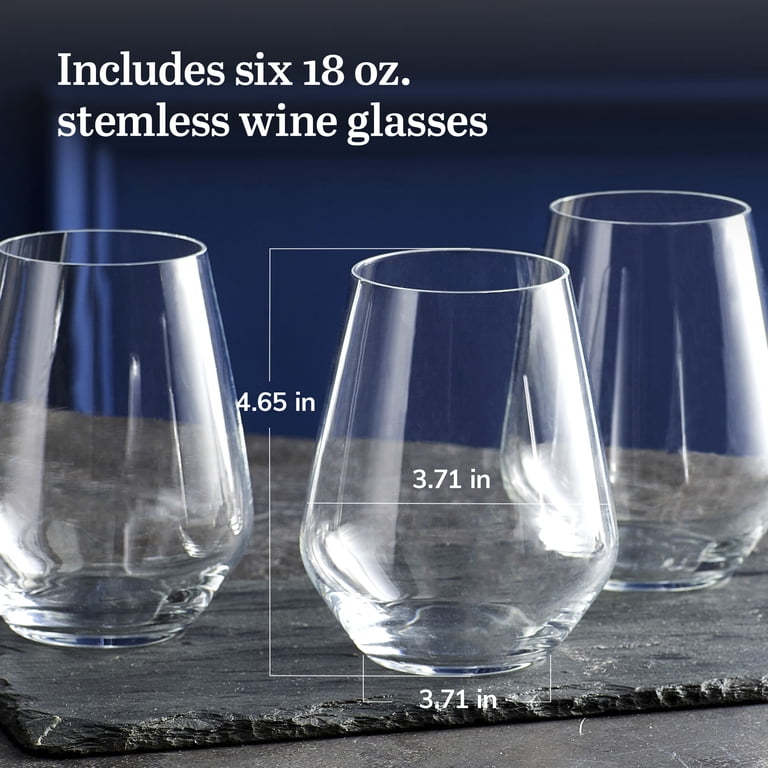 Libbey Signature Greenwich Stemless Wine Glasses, 18 Ounce, Set of 6