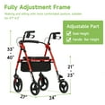 thumbnail image 4 of ZENART Mobility Rollator Walker for Seniors Adult with Adjustable Seat and 10" Wheels, Red, 4 of 6