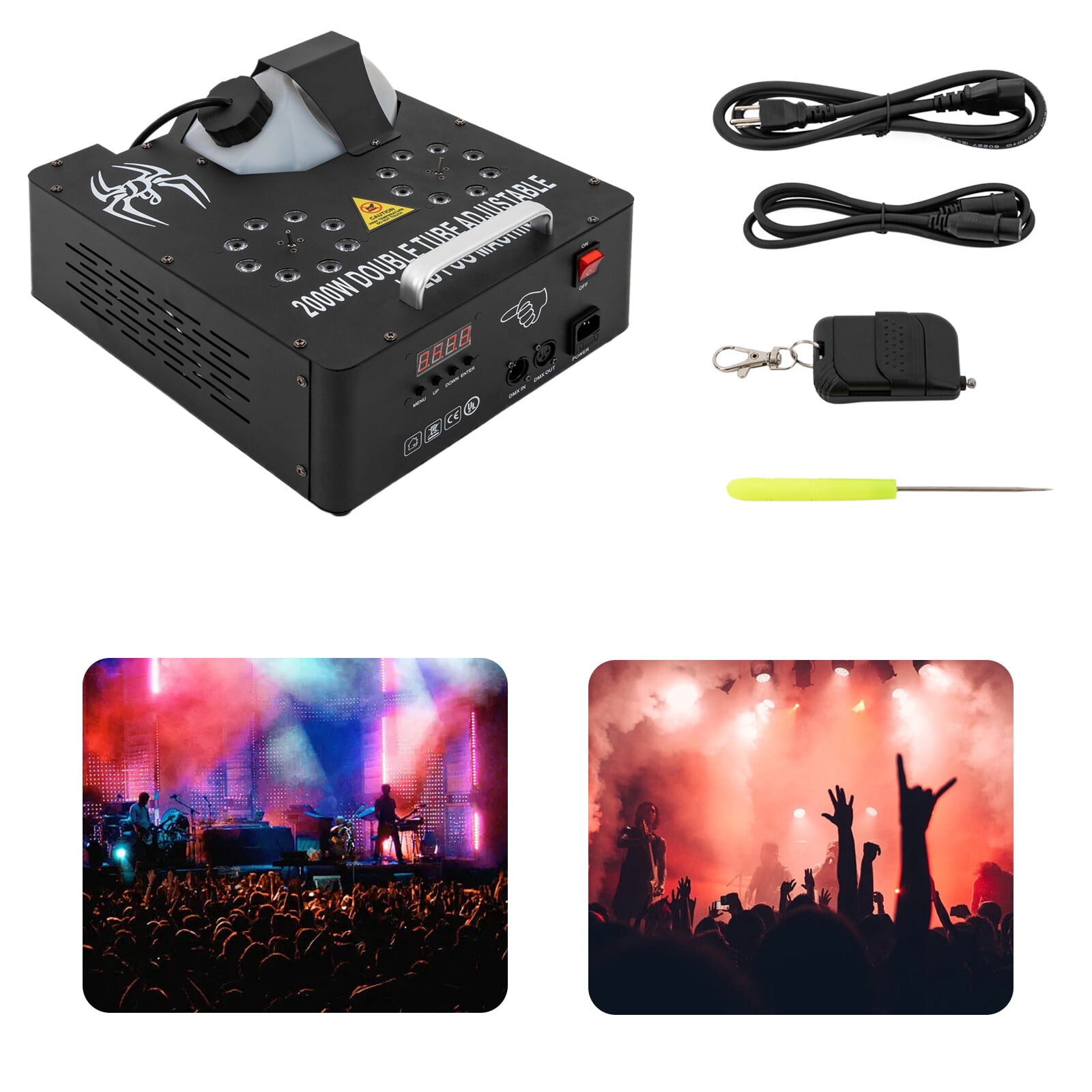 FOGGBET 2000W Fog Smoke Machine LED RGB Stage DJ Fogger Smoke Effect Multi-Color Remote