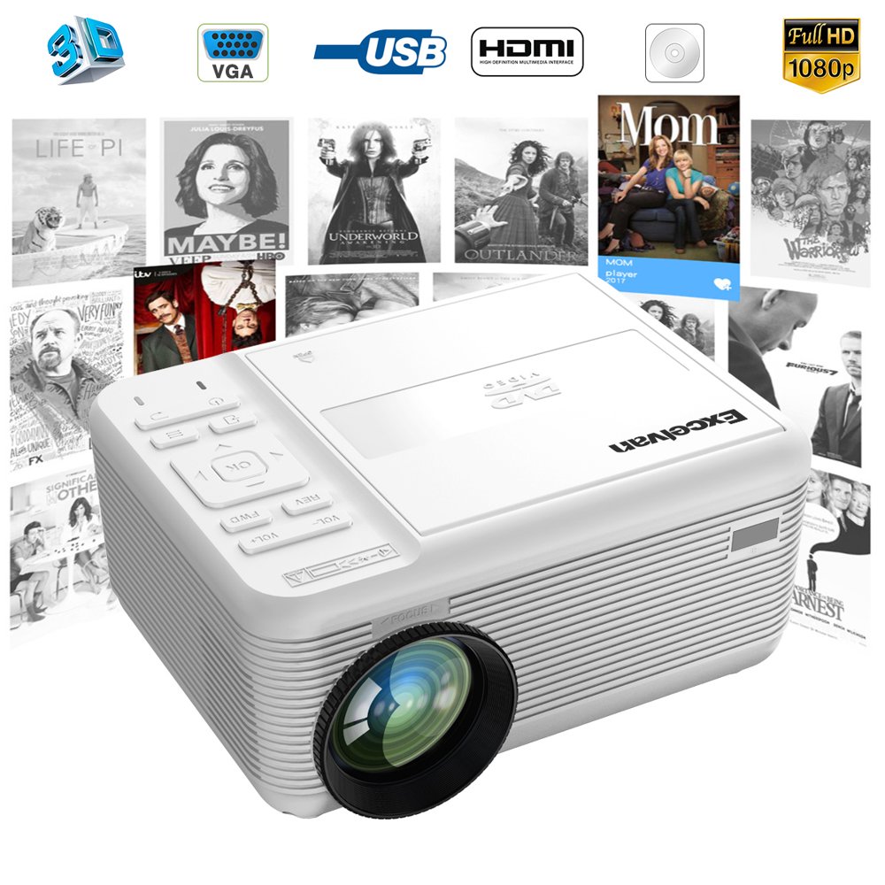 Excelvan KJM301 DVD Player LED Multimedia Projector 2 In 1 Home