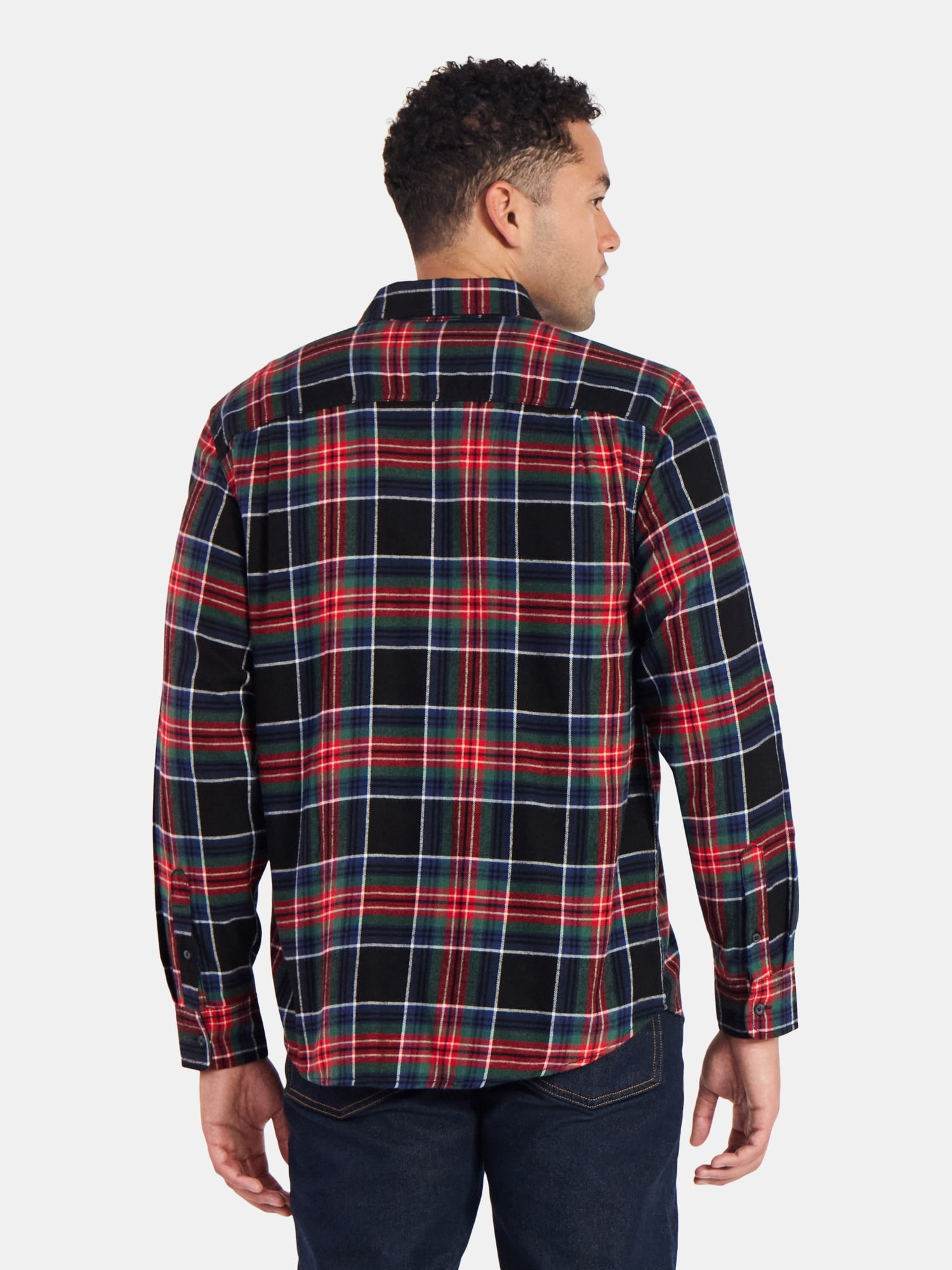 George Men's & Big Men's Relaxed Fit Double Pocket Flannel Shirt, Sizes XS-3XLT
