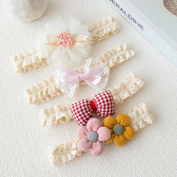 Baby Girls Bow Lace Headband Cute Soft Hairband Knot Headbands for Newborn Infants Toddlers Kids Christening Baptism Birthday Party Hair Accessories