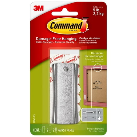 3M Command Sawtooth Sticky Nail Hanger, Removable, 2 Pack