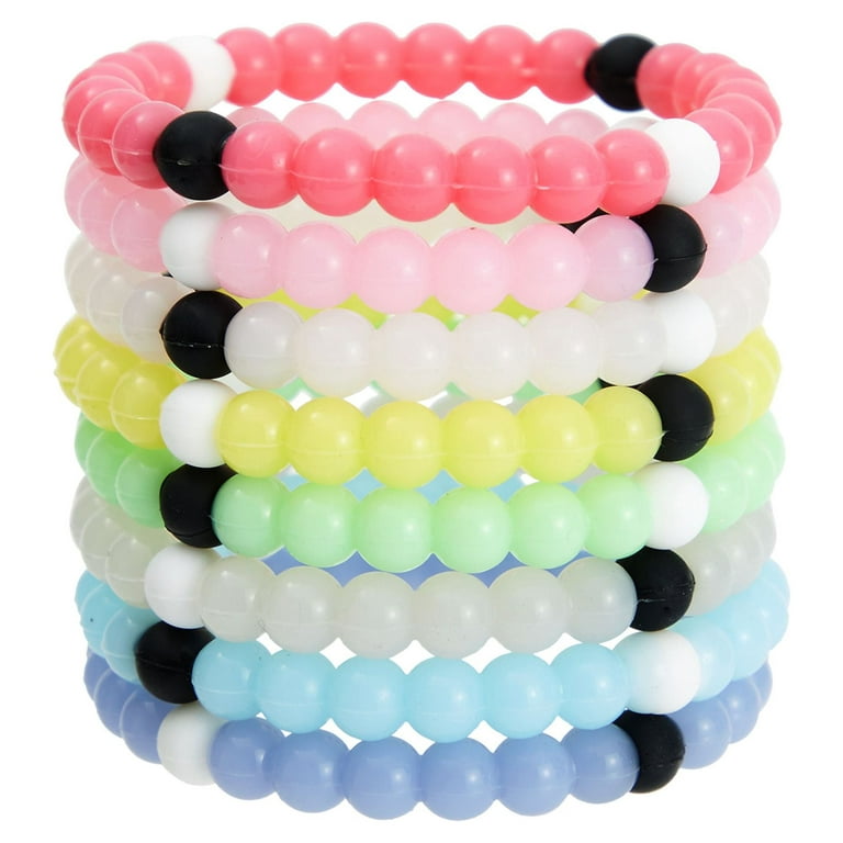8 Pack Color Changing Cute Bracelets - Silicone Beaded Bracelets