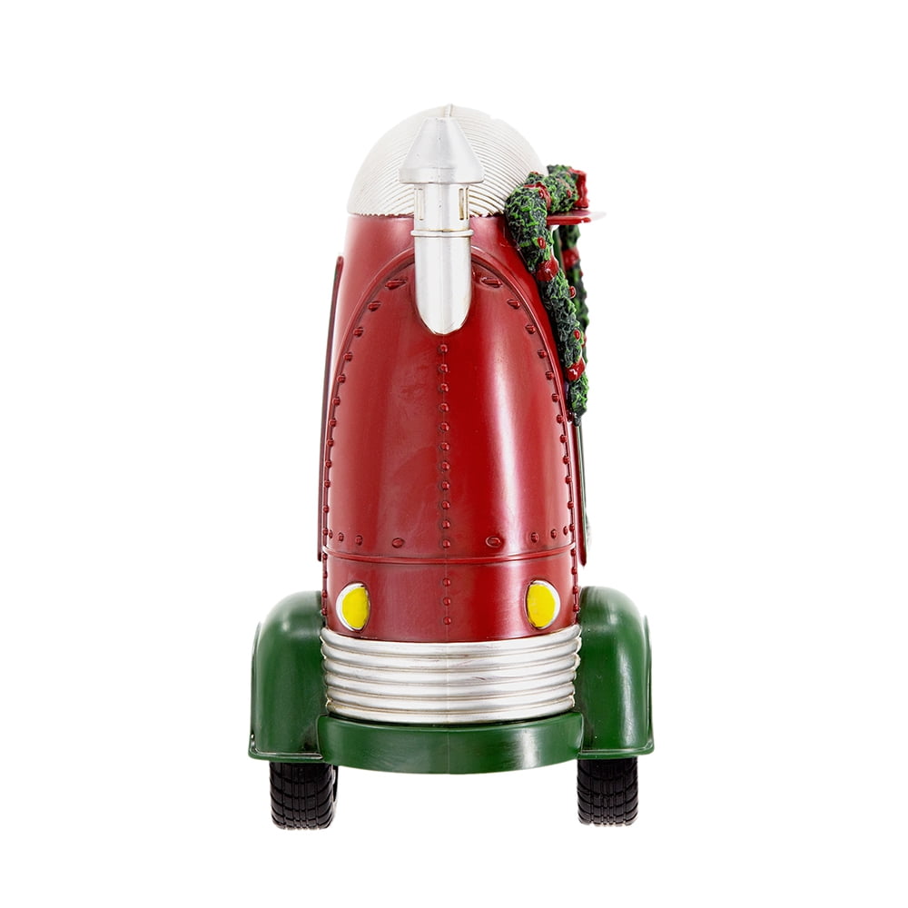 Christmas Resin Camper With Mr & Mrs Santa Tea Time Led/Water Spinning/2 Way Switch, 3*AA Required, 11.3"x4.4"x8"H