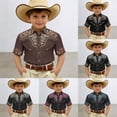thumbnail image 5 of shoper Western Cowboy Shirts for Boys Retro Print Western Country Shirt Kids Short&Long Sleeve Cowboy Collared Button Down Tops, 5 of 5