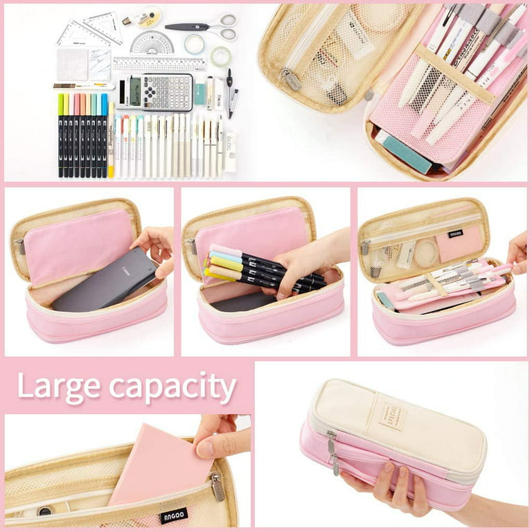Kawaii Pencil Case Large Capacity Double Layer Korean Pen Bag Useful  Stationery Organizer School Business Supplies for Girls