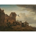 thumbnail image 2 of Philips Wouwerman 24x19 Black Ornate Framed Double Matted Museum Art Print Titled: Peasants Fighting Near a Village (C. 1646), 2 of 5
