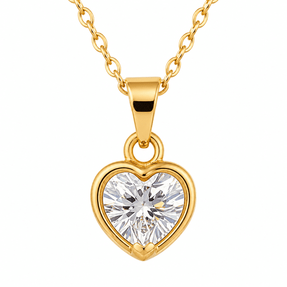 Zen natural- Heart Pendant Necklace with Crystal Stone, Adjustable Chain, Women’s Jewelry Gift