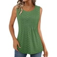 thumbnail image 4 of Bliwov Womens Tank Tops Eyelet Embroidery Pleated Shirt 2024 Summer Crew Neck Sleeveless Trendy Loose Fashion Clothes, 4 of 11