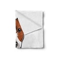 thumbnail image 2 of Jack Russell Soft Flannel Fleece Throw Blanket, Cartoon Composition with Dog Holding a Sign Criminal Activity, Cozy Plush for Indoor and Outdoor Use, 50" x 60", Brown Charcoal Grey, by Ambesonne, 2 of 5