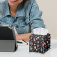 thumbnail image 6 of Psesaysky PU Leather Square Tissue Box Cover - Color Lights Tissue Cube Box Holder with Metal Button Bottom, Christmas Decorative Organizer for Vanity Toilet Night Stand Table Office Car, 6 of 7