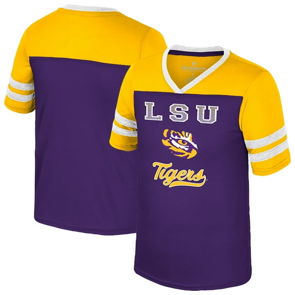 Girls Youth Colosseum Purple LSU Tigers Princess Bubblegum Bling T-Shirt