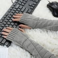 thumbnail image 5 of INSPIRE CHIC Winter Warmers Ribbing Knitted Thumb Hole Gloves Light Gray 1 Pair, 5 of 5