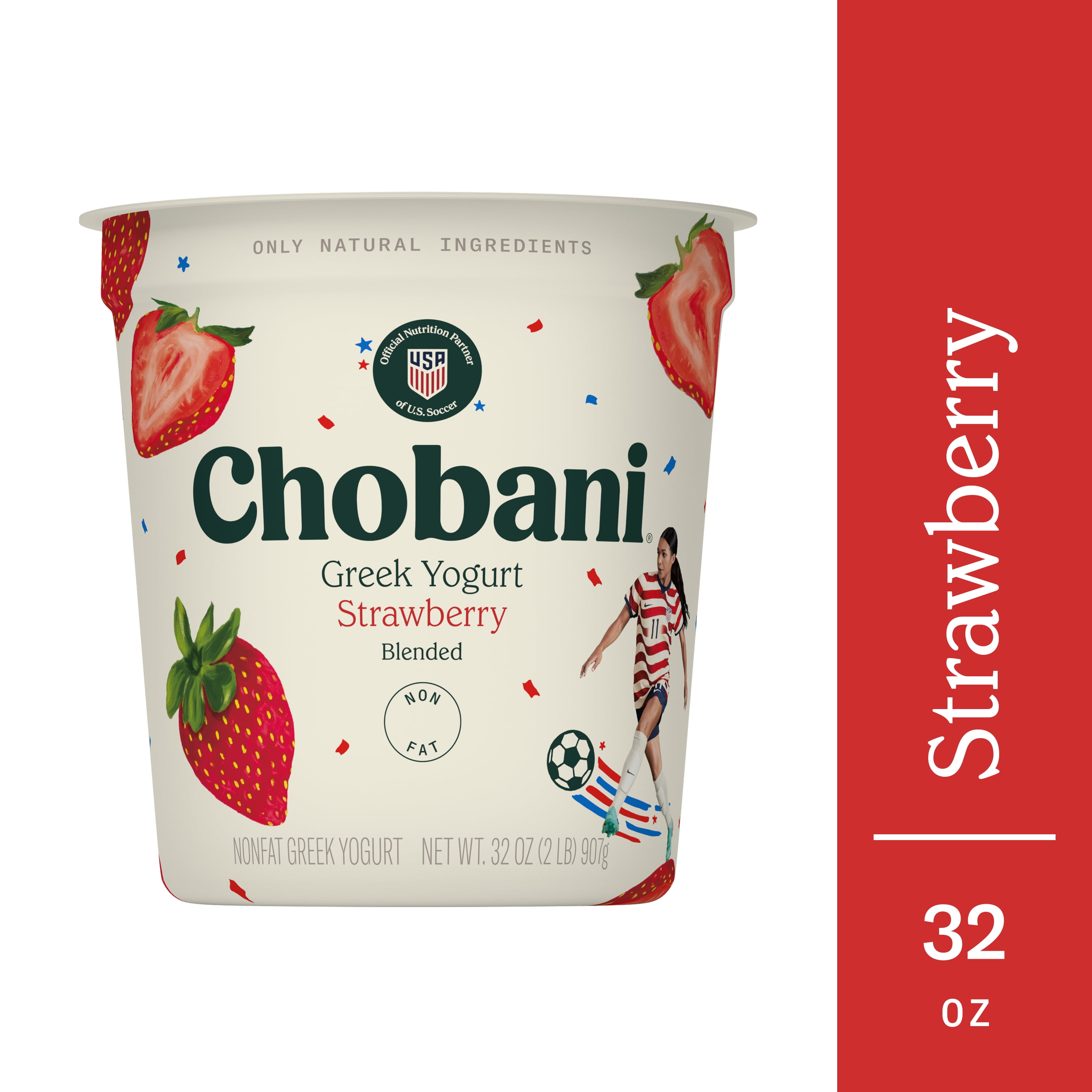 Chobani Non-Fat Greek Yogurt Strawberry Blended 32 oz Tub