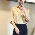thumbnail image 2 of Silk Brown Clothes Wear To Work Office Outfits Long Sleeve Purple Spring Formal Tops for Women Satin Womens Shirt & Blouse Cool, 2 of 5