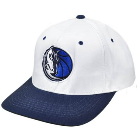 NBA Dallas Mavericks Flat Bill Snapback Licensed Adidas Hat Cap White Navy Blue