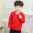 thumbnail image 2 of Girls' Long Sleeve Tees Winter Newborn Infant Baby Boys Girls Solid Fashion Loose Warm Tops Sweatshirt Clothes Sweatshirt For Toddler Girl Red 110, 2 of 5