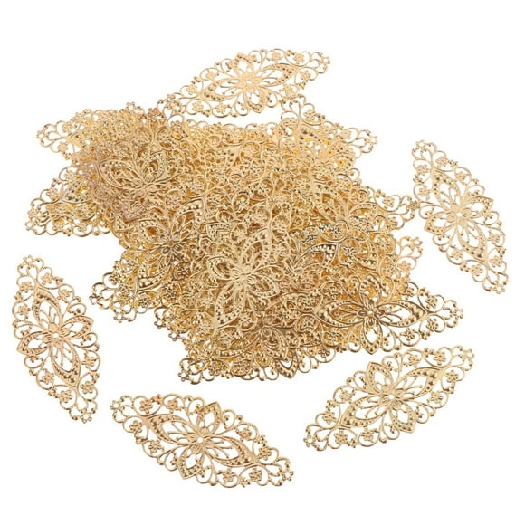 de 50 Piezas Vintage Bronce Placas de Metal Filigrana Envuelve Conectores Adornos DIY Fabricación de Joyas Oro Salvador Filigrana decorativa de metal