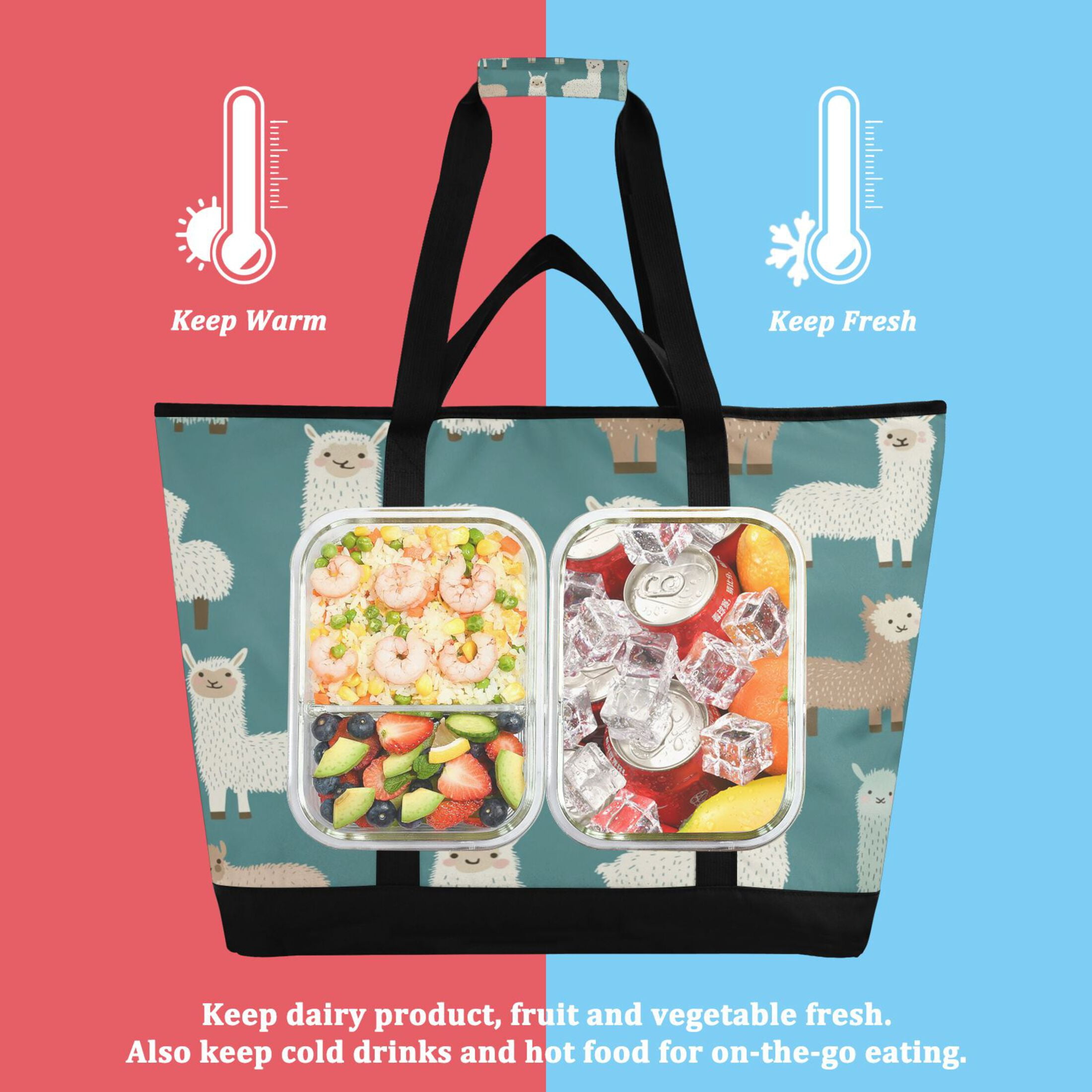 Large Hand-held Ice Pack Picnic Bag Insulation and Refrigeration Suitable for Shopping Picnics and Camping Super Cute Lamb