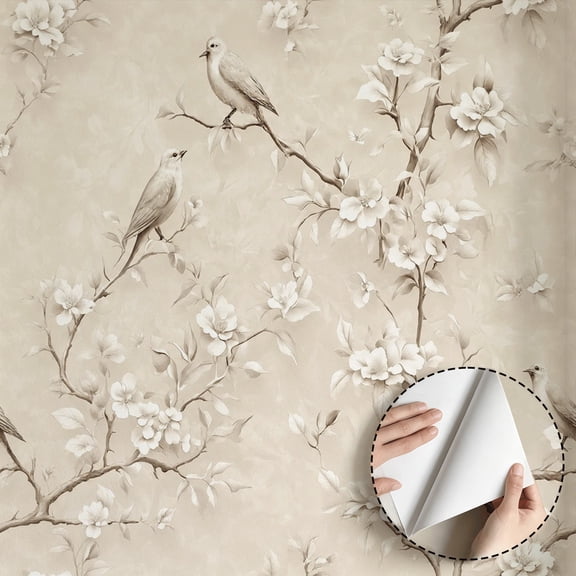 Vintage Rustic Floral Wallpaper Peel and Stick Waterproof, Boho Watercolor Flower Self Adhesive Vinyl Removable Wall Decoration for Bedroom Bathroom Kitchen Cabinet Rental Property 17.7*78.7in